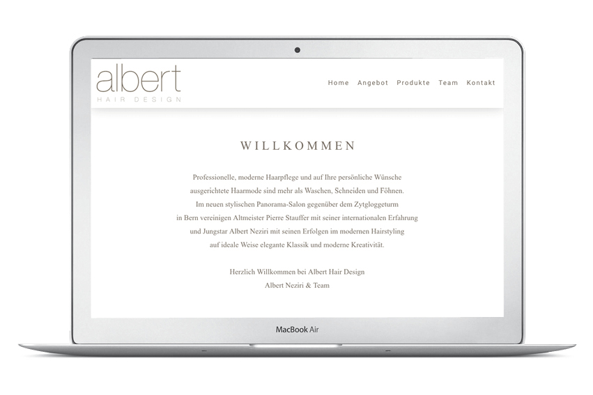Willkommen-Seite von Albert Hair Design