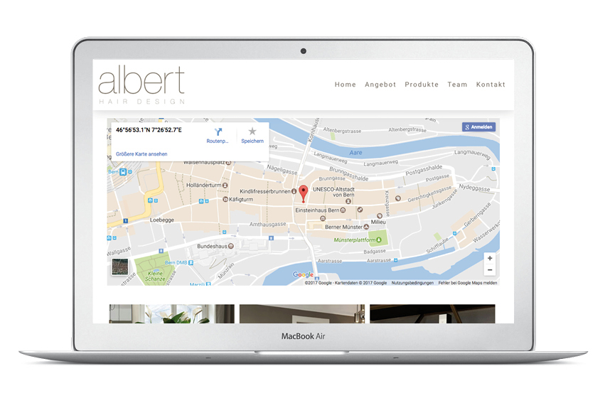 Kontaktseite von Albert Hair Design