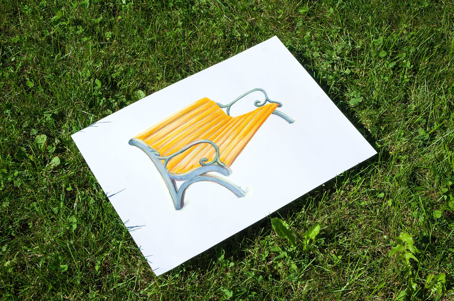 Illustration einer Parkbank im Bonstettengut