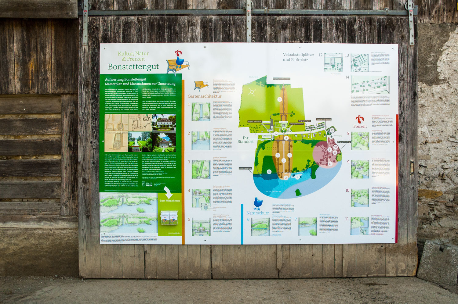 Grossformatige Informationstafel zum Bonstettengut