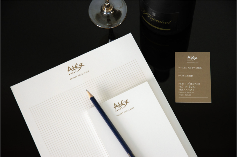 Hotel Alex Tisch Drucksachen