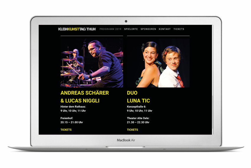 Programmübersicht der Kleinkunsttag Website