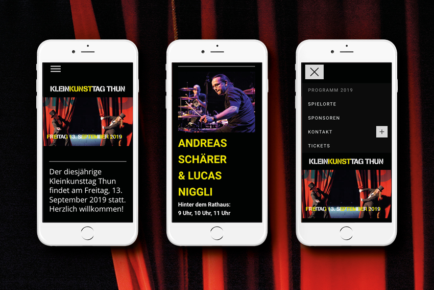Mobile Ansichten der Kleinkunsttag Website
