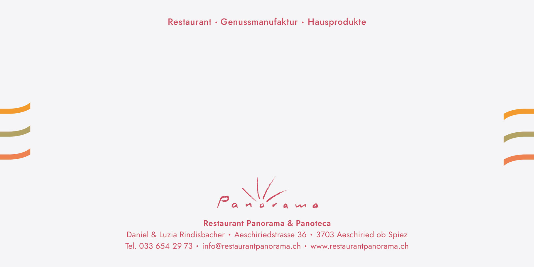 Geschäftspapier mit dem Corporate Design des Restaurants Panorama