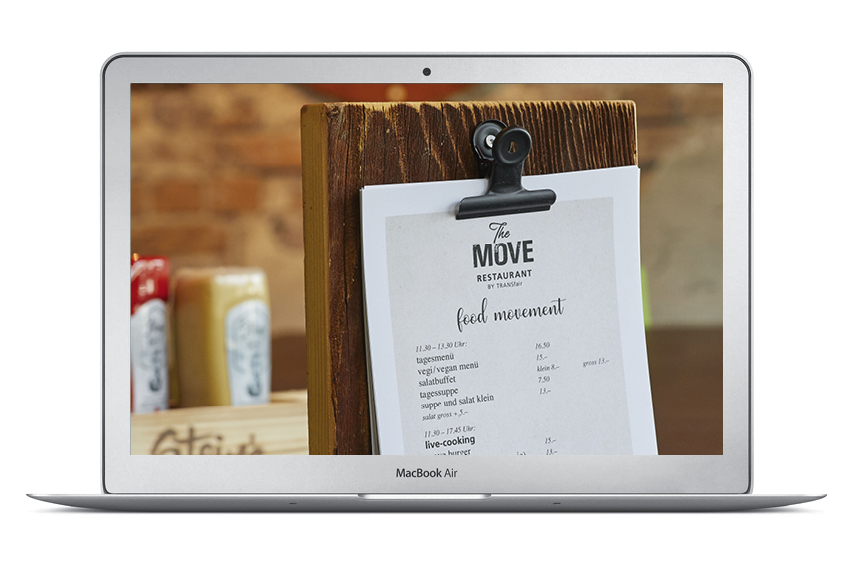 Menükarte von The Move auf einem Laptop