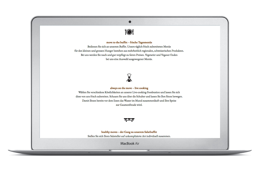 Website-Inhalte von The Move auf einem Laptop